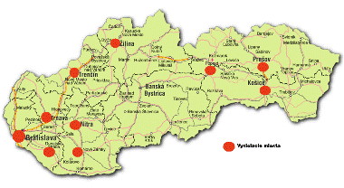 Mapa s vyznaenmi miestami s najvou povatenosou a nvtevnosou v obchodnch centrch na Slovensku